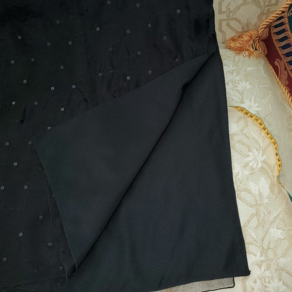 GIORGIO ARMANI BLACK LONG SILK SEQUIN MAXI SKIRT WITH SLIT - Picture 5 of 14